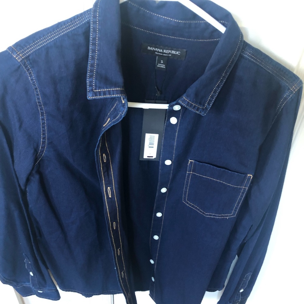 Dark denim button down shirt!